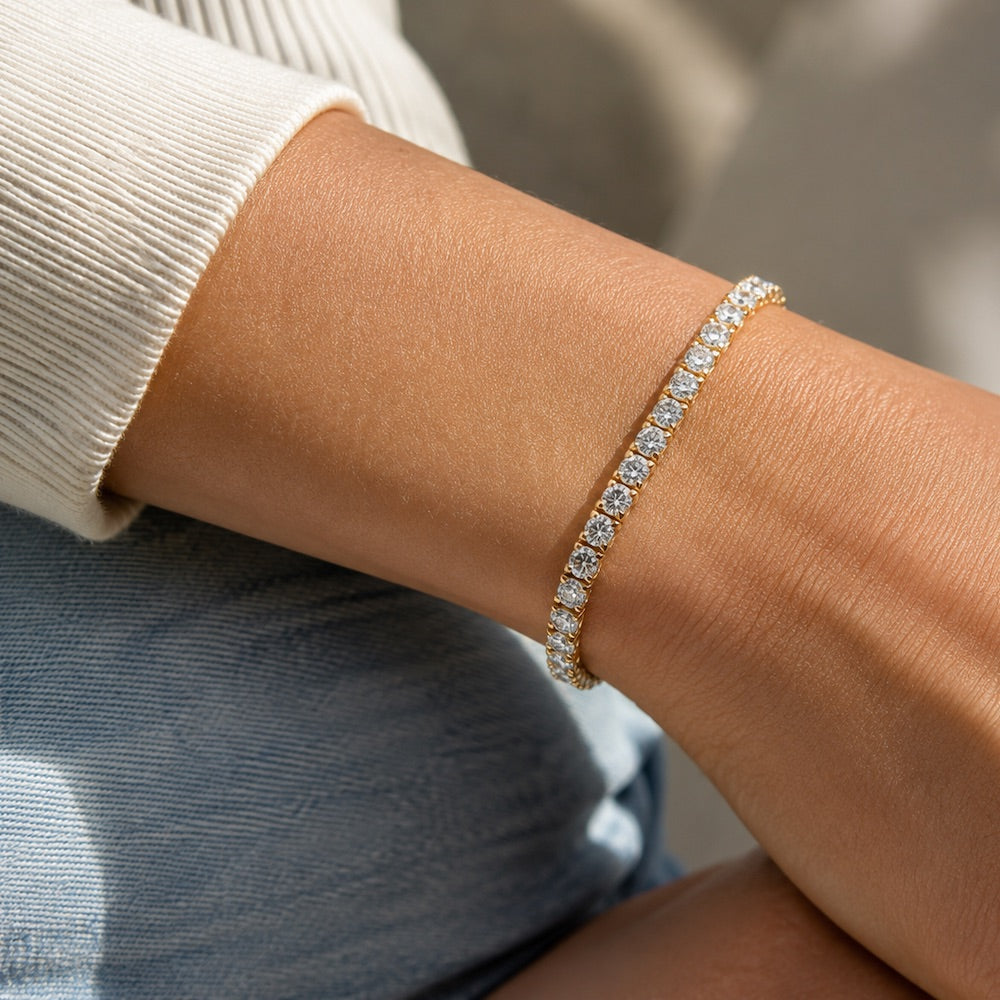 14K Yellow Gold 7.24 CTW LAB Grown Diamond 7" Tennis Bracelet