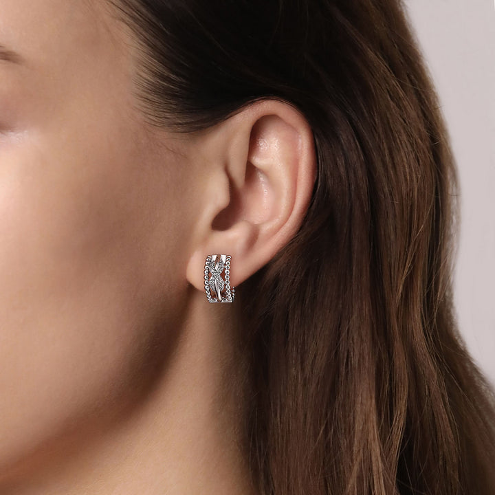 Sterling Silver Gabriel & Co. Huggie Earrings With White Sapphires