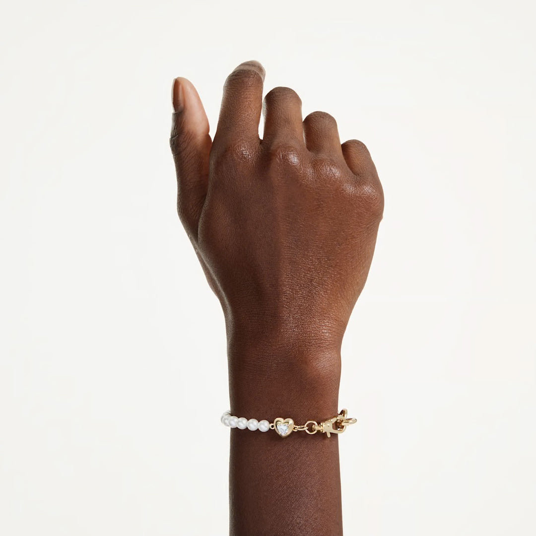 Swarovski Idyllia Gold-Tone Plated Heart Bracelet With White Crystal Pearl 5737299