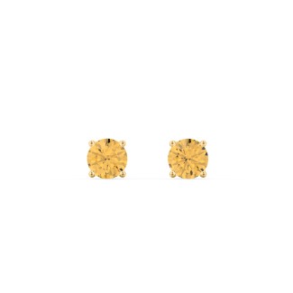 14K Yellow Gold 3mm Each Round Citrine And Stud Earrings