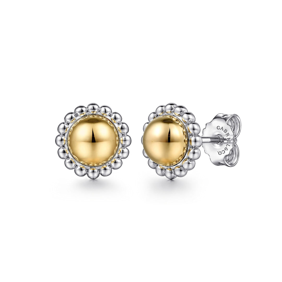 Sterling Silver AND 14K Yellow Gold Gabriel & Co. Domed Stud Earrings