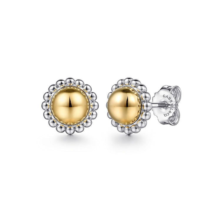 Sterling Silver AND 14K Yellow Gold Gabriel & Co. Domed Stud Earrings