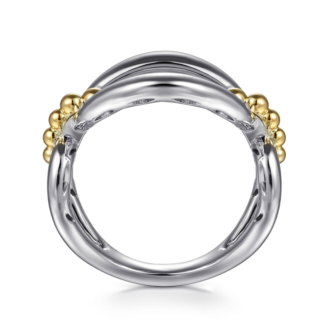 Gabriel & Co. Sterling Silver And 14K Yellow Gold Oval Open Ring