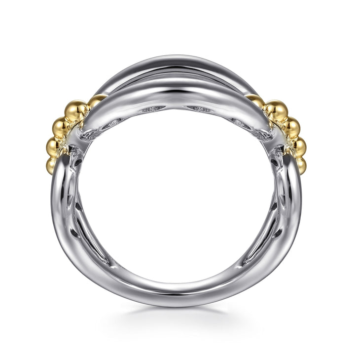 Gabriel & Co. Sterling Silver And 14K Yellow Gold Oval Open Ring