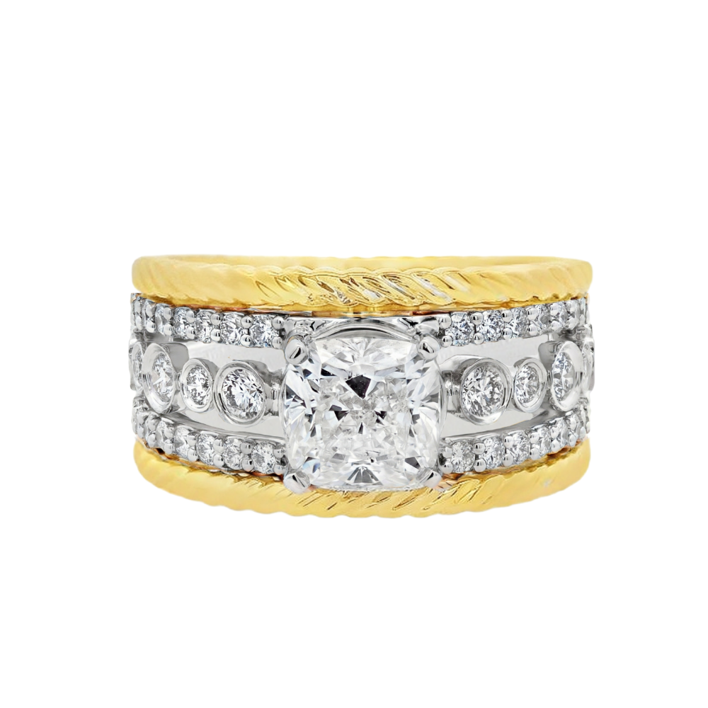 14K White And Yellow Gold 0.76 CTW Diamond Semi-Mount Engagement Ring
