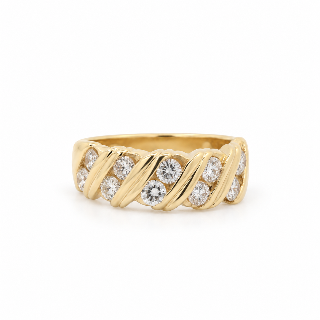 Estate - 14 Karat Yellow Gold 0.92ct Diamond Ring, Size 5