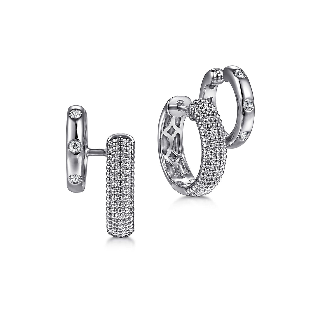 Sterling Silver Gabriel & Co. Huggie Earrings With White Sapphires