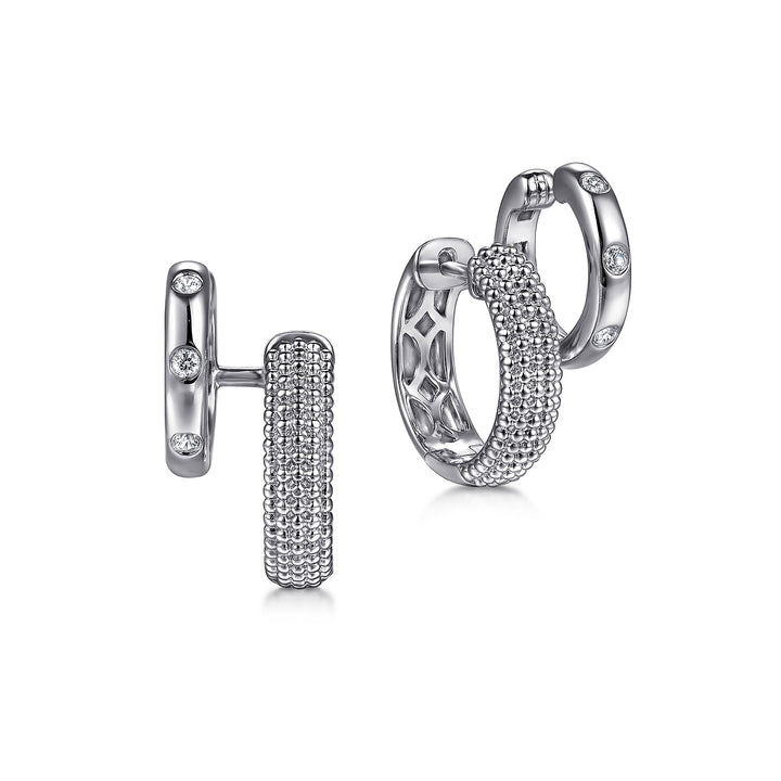 Sterling Silver Gabriel & Co. Huggie Earrings With White Sapphires