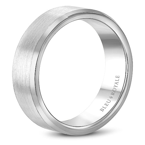 Men's 14K White Gold Comfort Fit 6.5mm Beveled Wedding Band Size 10