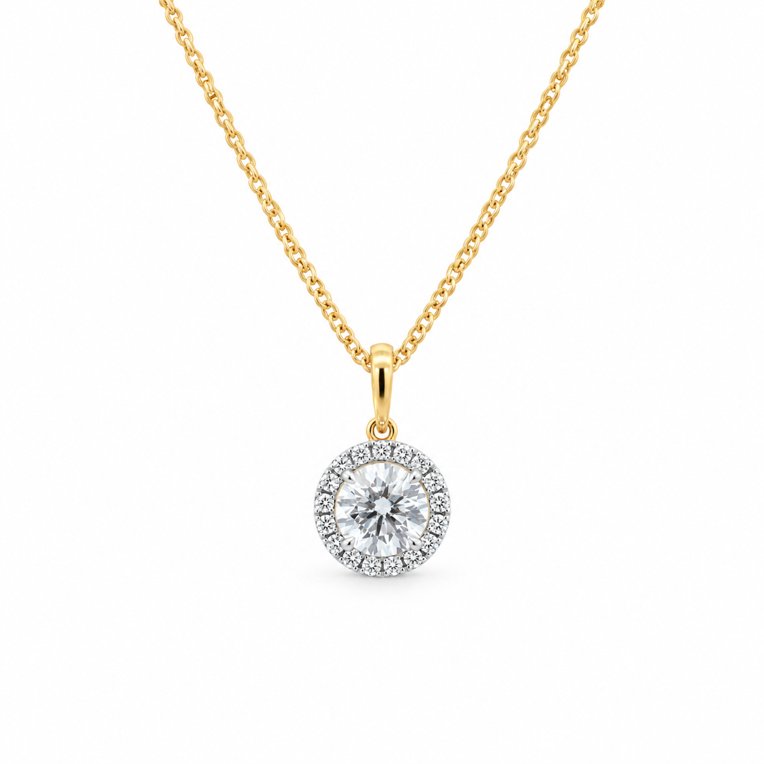 14K Yellow And White Gold 0.62 CTW LAB Grown Diamond Halo Pendant