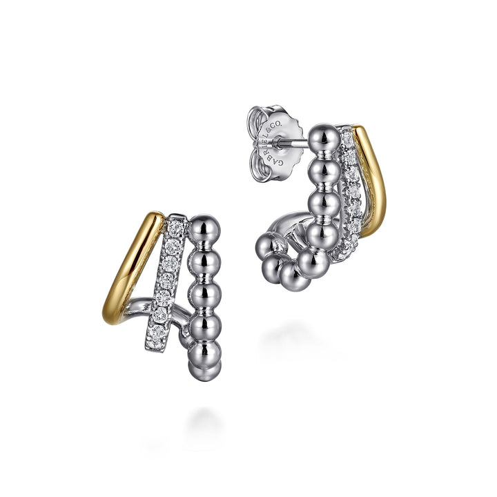 Sterling Silver And 14K Yellow Gold Gabriel & Co. Small Hoop Earrings With White Sapphires