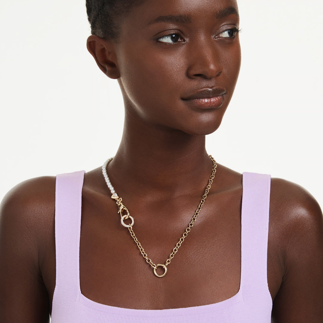 Swarovski Idyllia Gold-Tone Plated Necklace With Clear Crystal Pearl 5742961