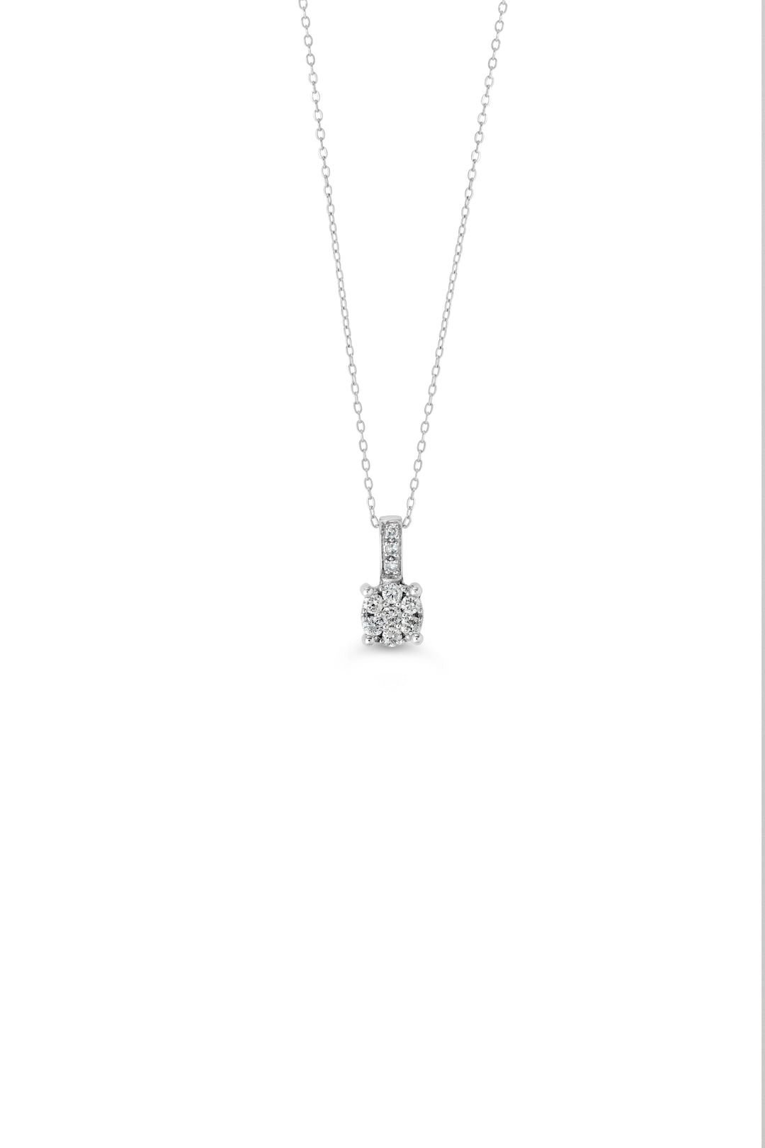 10K White Gold 0.11 CTW Diamond Cluster Necklace