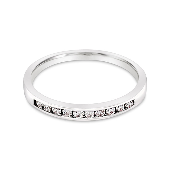 Women's 14K White Gold 0.15 CWT Channel Set Diamond Anniversary Ring