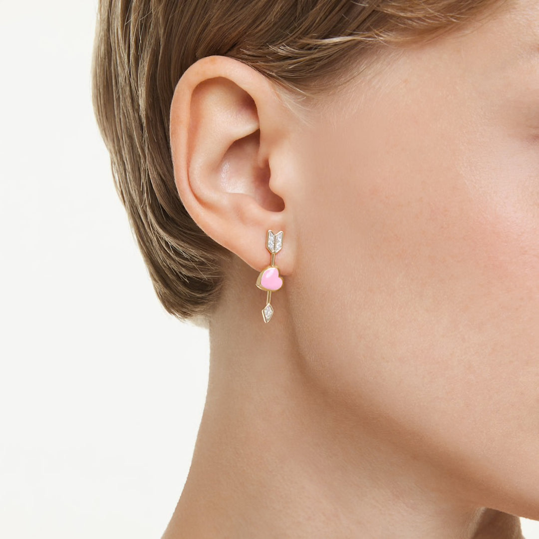 Swarovski Idyllia Gold-Tone Plated Hearts & Arrows Drop Earrings With Clear Crystals 5737295