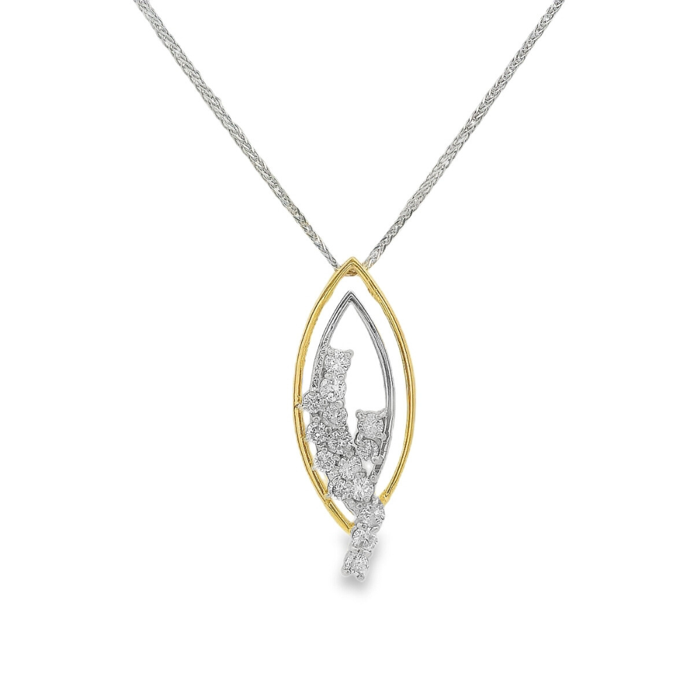 Estate - 14k Yellow And White Gold 0.50 CTW Diamond Set Pendant With Chain