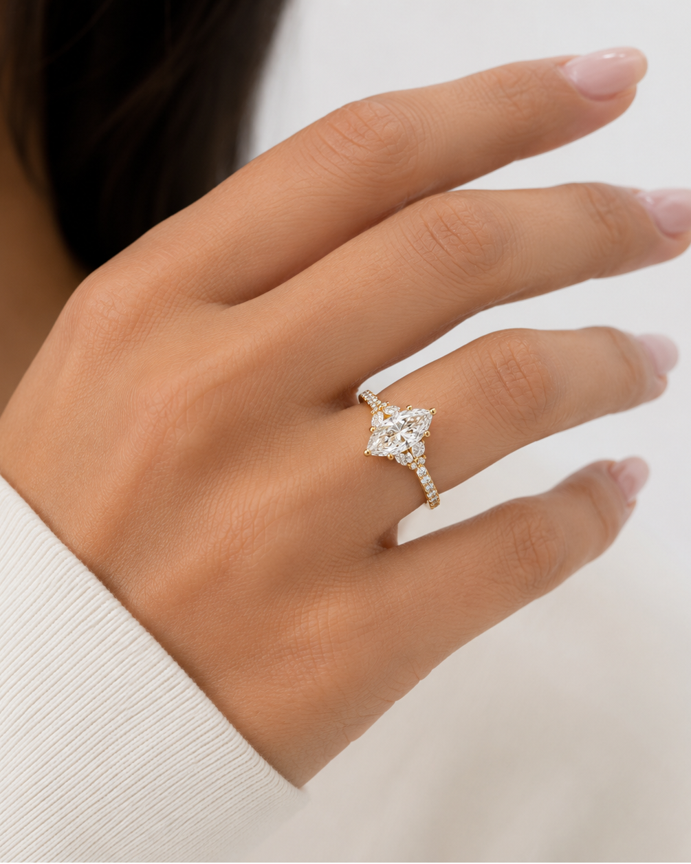 Women's 14K Yellow Gold Marquise Cut 2.49 CTW LAB Grown Diamond Engagement Ring