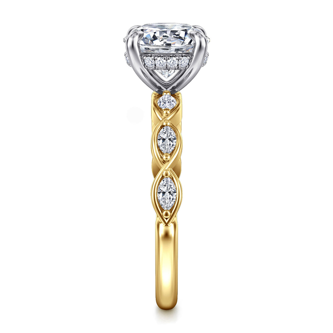 14K Yellow And White Gold Diamond Semi-Mount Engagement Ring