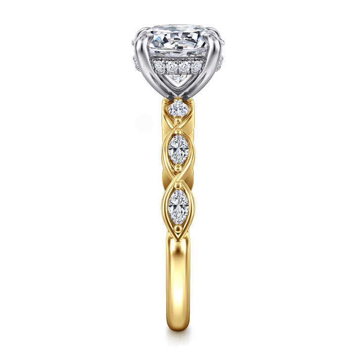 14K Yellow And White Gold Diamond Semi-Mount Engagement Ring