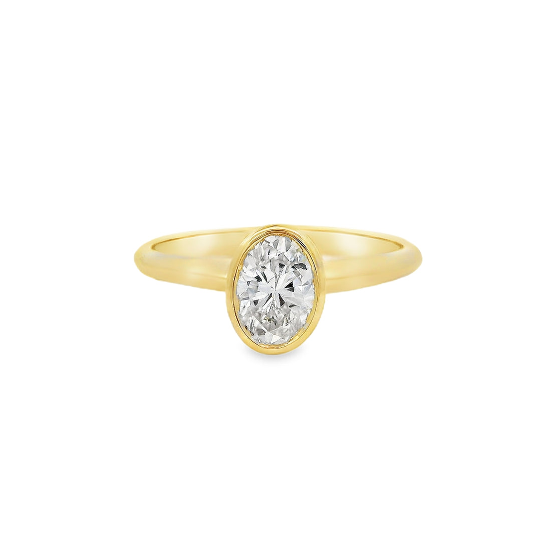 Women's 14K Yellow Gold Classic 0.61 CTW Oval Diamond Engagement Ring