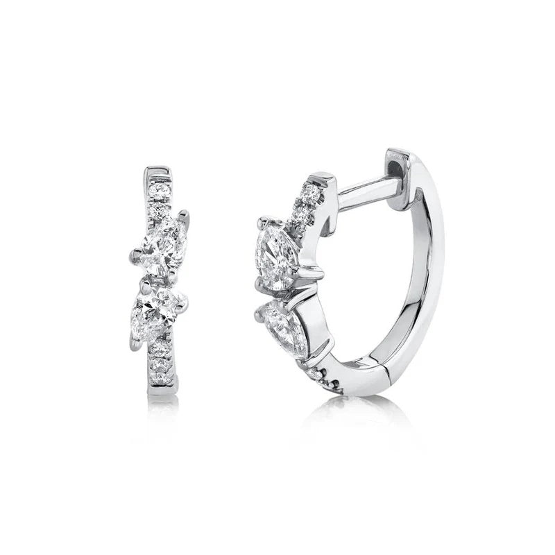 14K White Gold 0.32 CTW Diamond Huggie Earrings