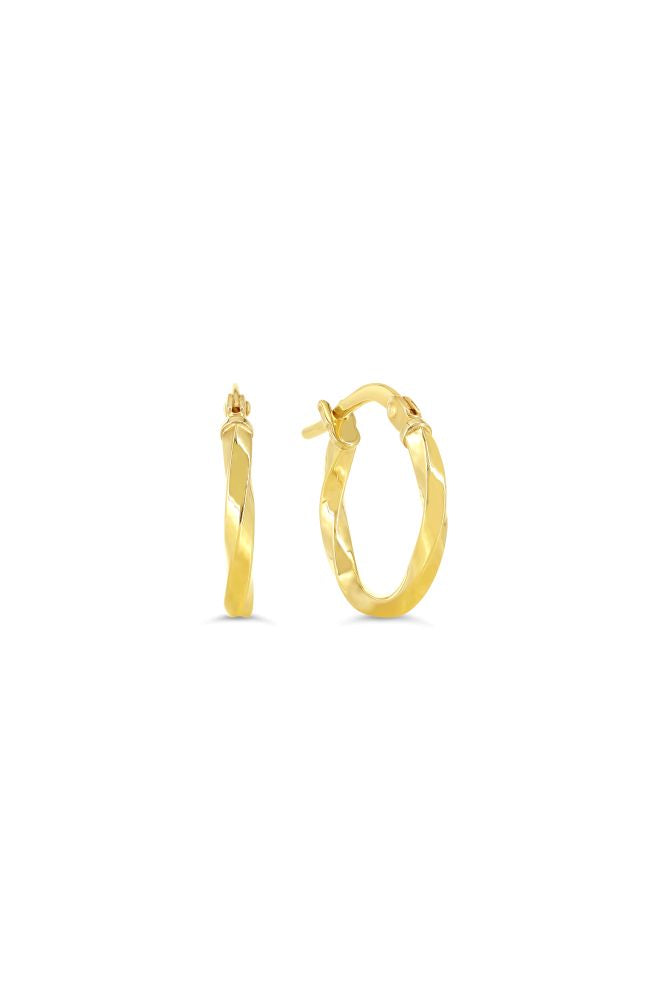 sempreORO Sterling Silver 14 Karat Gold Bonded 10mm Twist Hoop Earrings