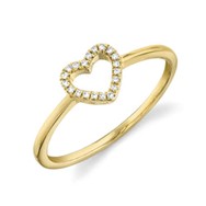 14K Yellow Gold 0.04 CTW Diamond Woman's Open Heart Ring