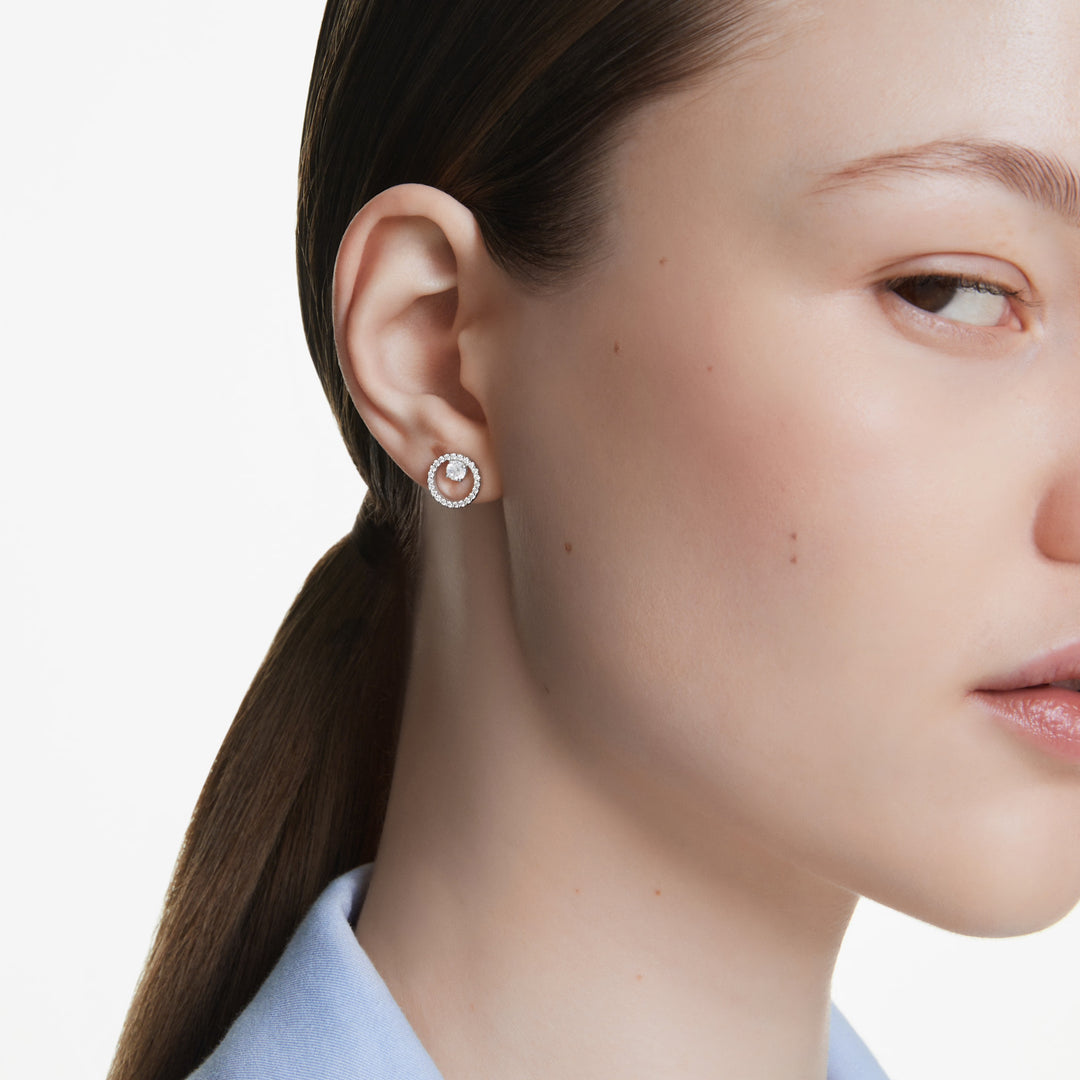 Swarovski Constella Rhodium Plated Stud Earrings With Clear Zirconia's 5692262