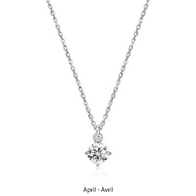 Elle Silver Birthstone - April Necklace