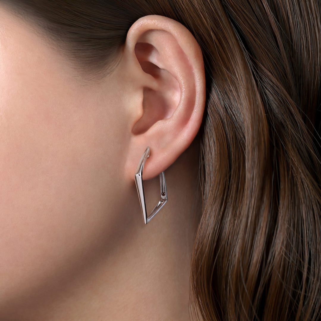 Sterling Silver Gabriel & Co.  Geometric Medium Hoop Earrings