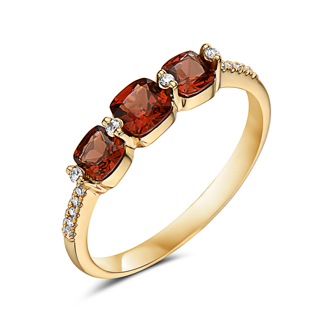 14K Yellow Gold 0.83 CTW Garnet And 0.05 CTW Diamond Ring