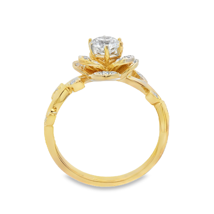 Women's 14K Yellow Gold 0.19 CTW Diamond Semi-Mount Floral Ring