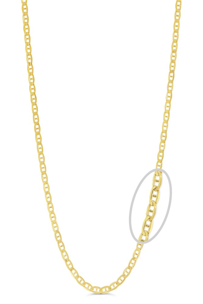 sempreORO Sterling Silver 14 Karat Gold Bonded 2mm Mariner Link Chain