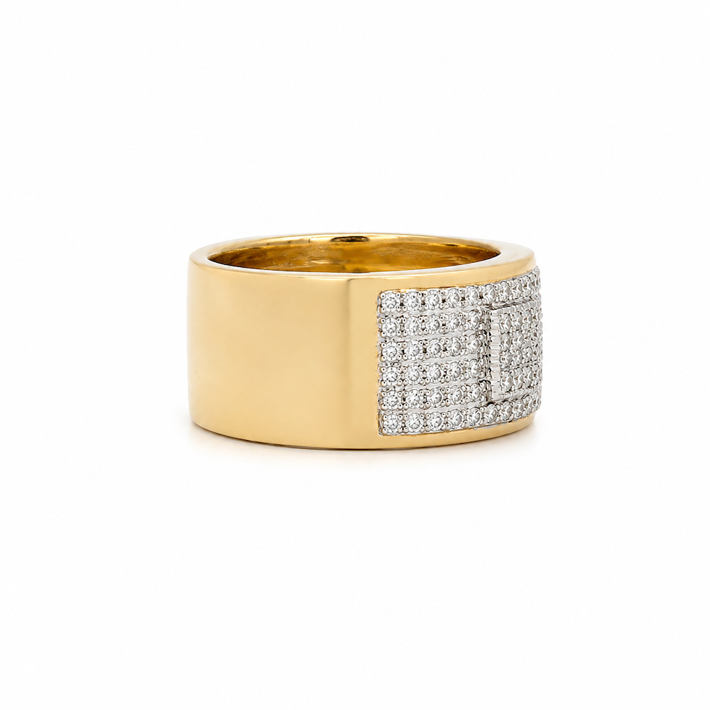 14K Yellow And White Gold 0.44 CTW Diamond Wide Women's Ring