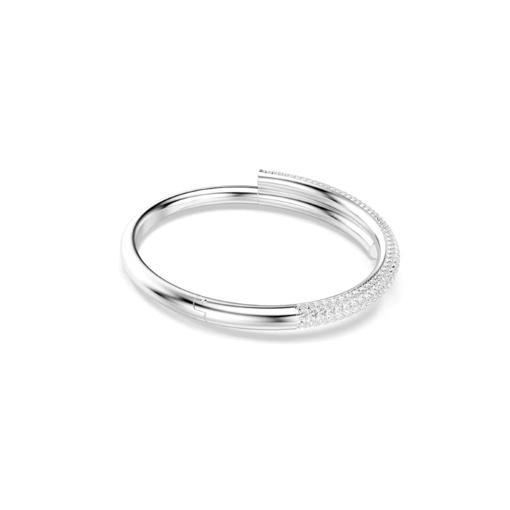 Swarovski Dextera Rhodium Plated Bangle With Clear Crystals