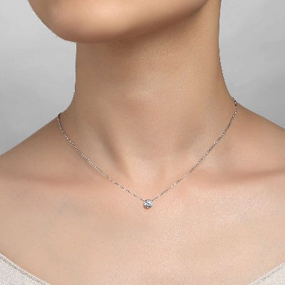 Lafonn Sterling Silver Round Cubic Zirconia Solitaire Necklace