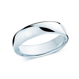 Men's 10K White Gold Euro Fit 6.5mm Domed Polished Wedding Band Size 10