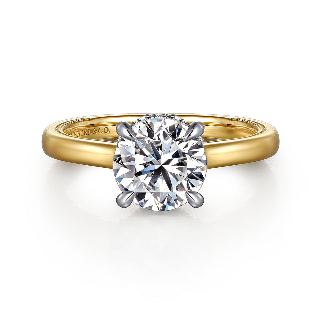 14K Yellow And White Gold Hidden Halo 0.11 CTW Diamond Semi-Mount Engagement Ring