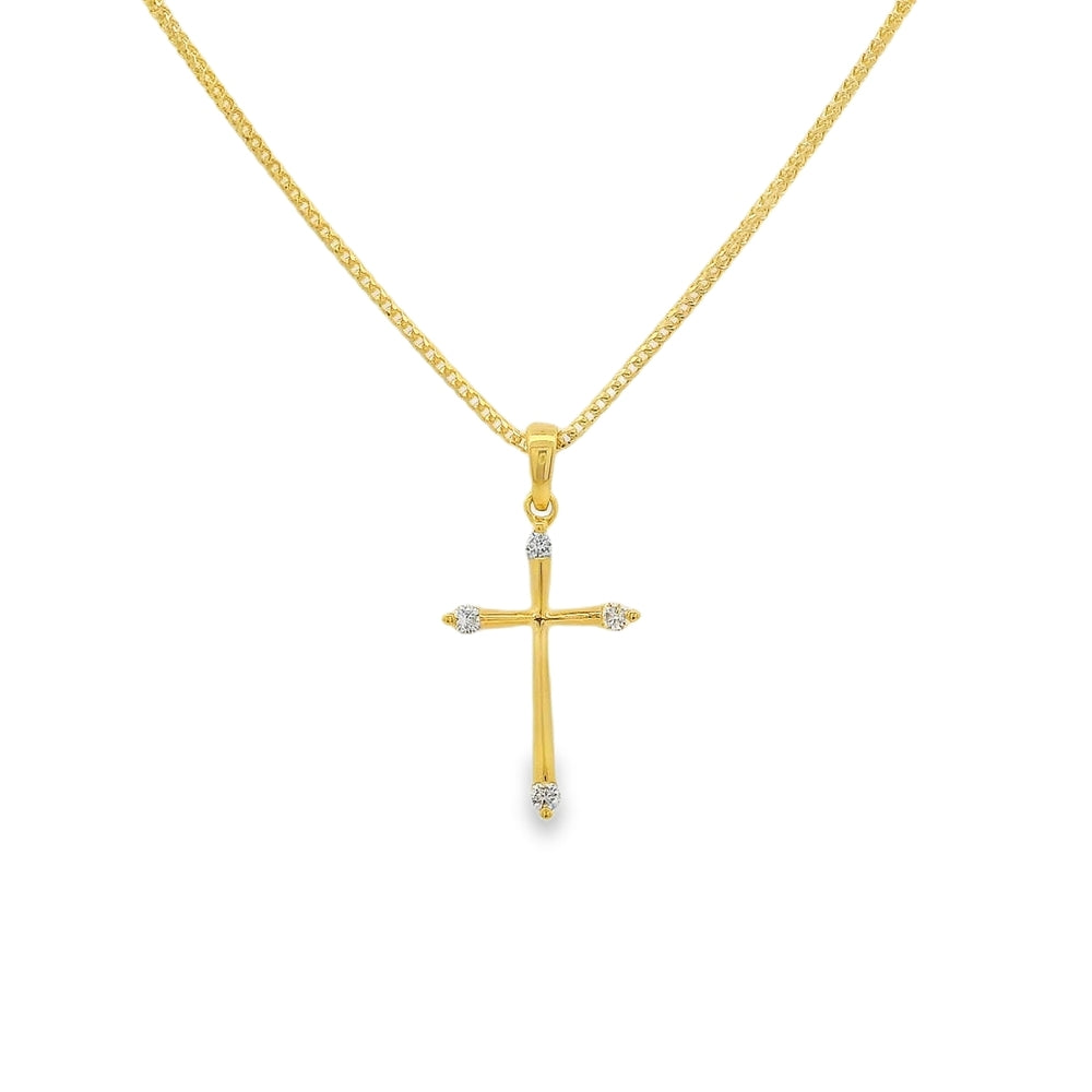 18K Yellow Gold 0.09 CTW Diamond Small Cross Pendant