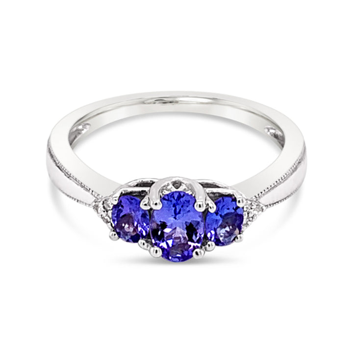 10K White Gold Tanzanite And 0.03 TDW Diamond Women's Ring