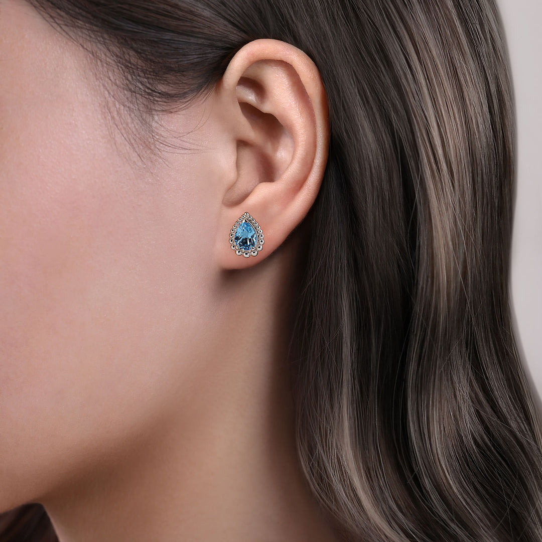 Sterling Silver Gabriel & Co. Stud Earrings With Blue Topazes