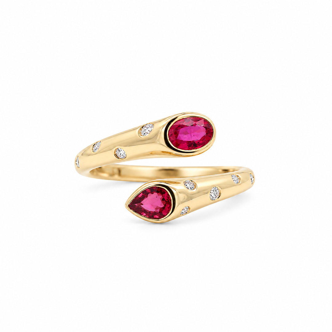 14K Yellow Gold 0.48 CTW Ruby And 0.08 CTW Diamond Ring