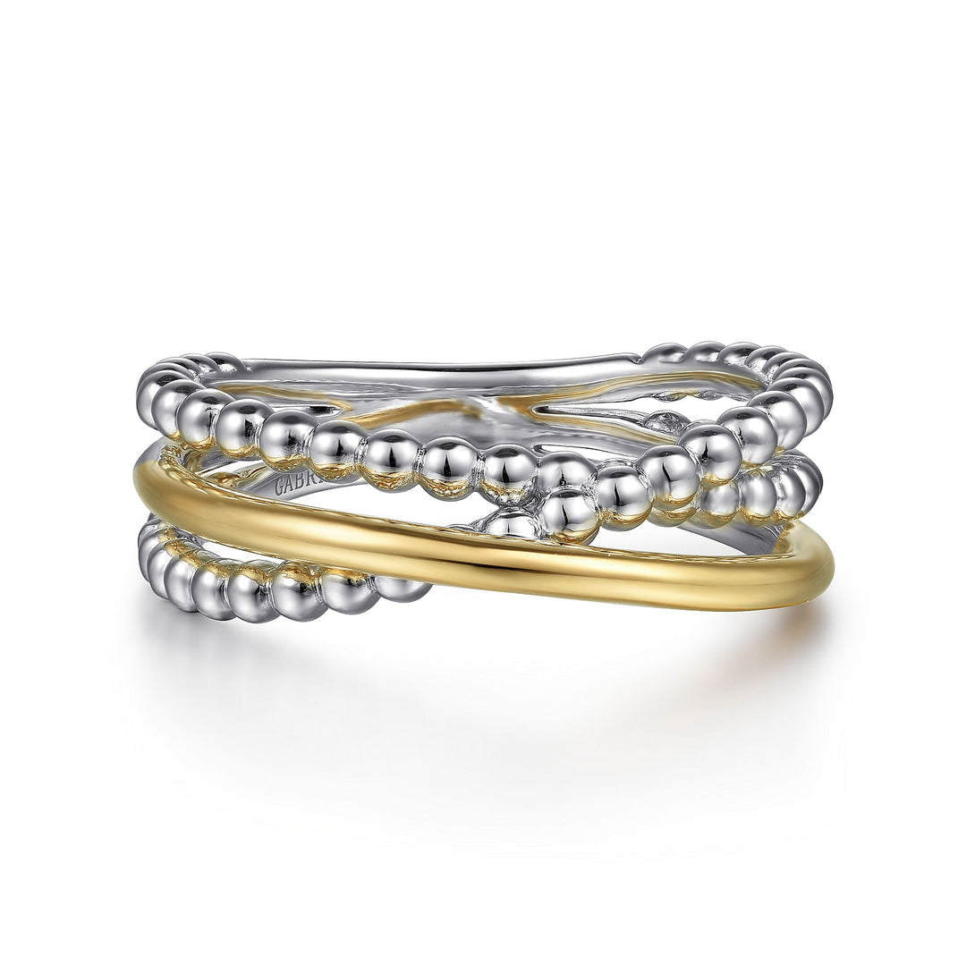 Gabriel & Co. Sterling Silver And 14K Yellow Gold Criss-Cross Multirow Ring