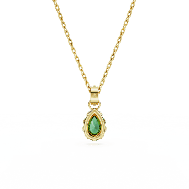 Swarovski Chroma Gold-Tone Plated Necklace With Green Pear Cut Crystal And Clear Crystals