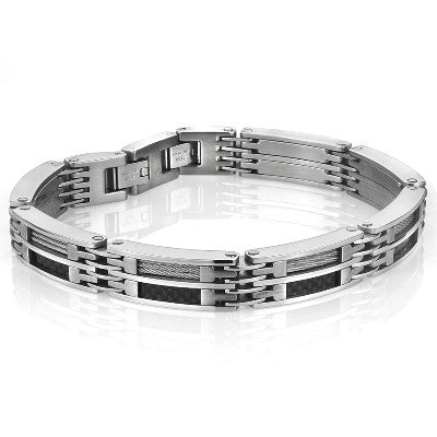 Italgem Stainless Steel And Carbon Fibre Link Bracelet [803-03640]