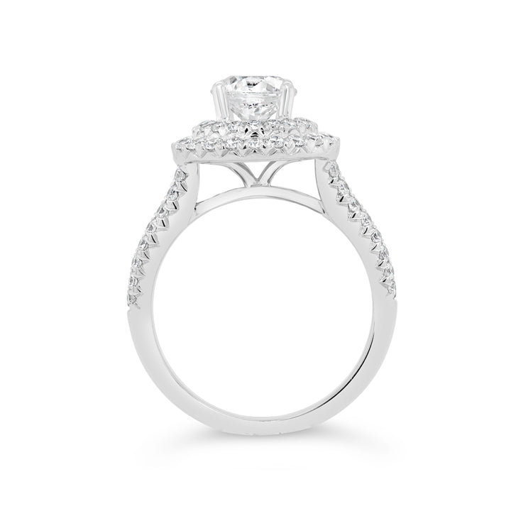 14K White Gold Halo Design 0.83 CTW Diamond Set Semi-Mount Engagement Ring