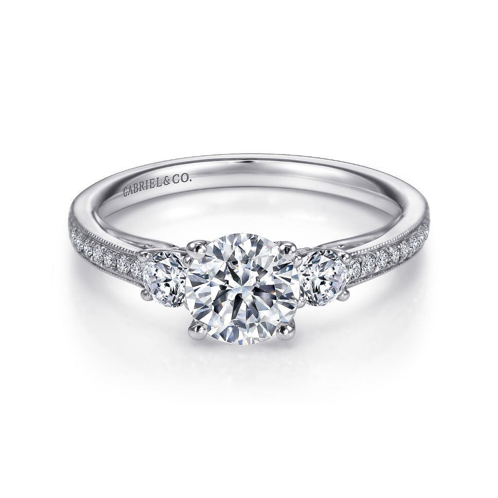 14K White Gold 0.32 CTW Diamond Set Engagement Ring Semi-Mount