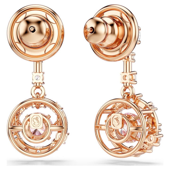 Swarovski Constella Rose Gold-Tone Plated Drop Earrings With Pink Cubic Zirconia 5744239
