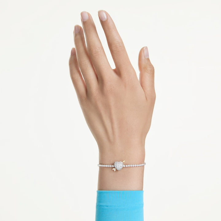 Swarovski Idyllia Rhodium Plated Bracelet With Heart Shaped Clear Cubic Zirconia 5742022