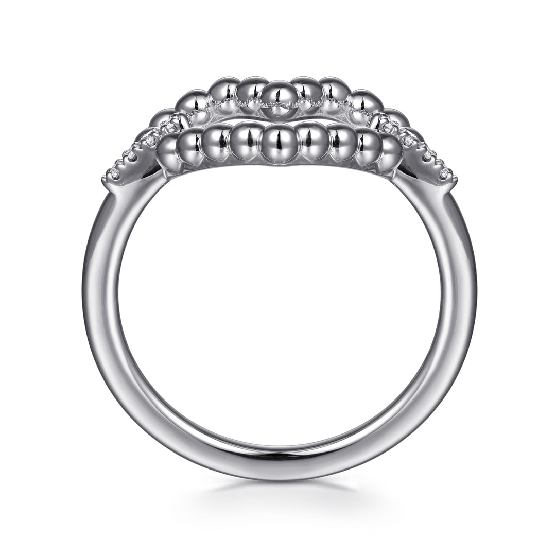 Sterling Silver Gabriel & Co. Heart Open Ring With Diamonds